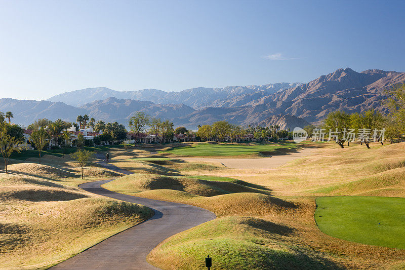 在体育场球场的高尔夫路径PGA西La Quinta加利福尼亚
